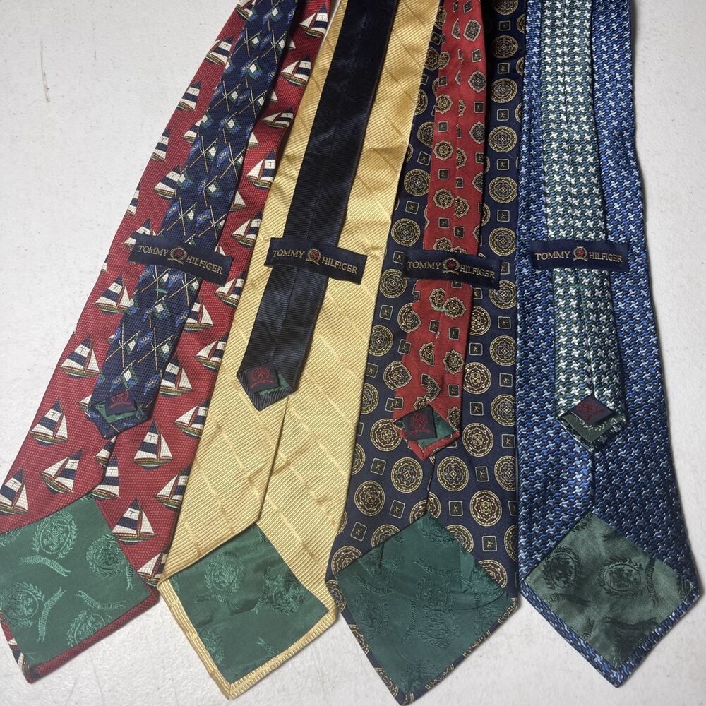 Lot Of 4 Tommy Hilfiger Tie’s Necktie USA Made 100% Silk Vintage 90s Y2K EUC